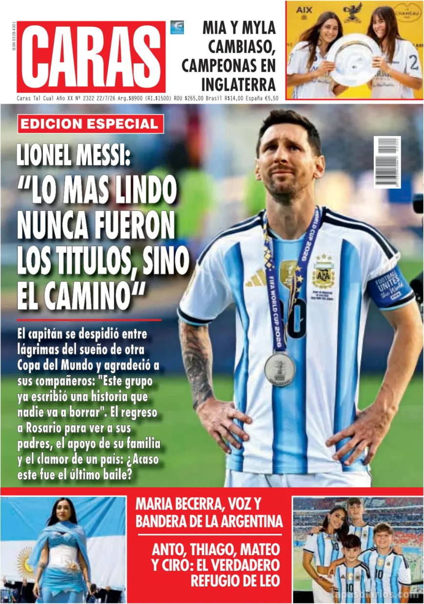 Tapa de la Revista Caras, edición del 22 julio 2026